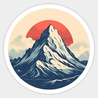 Mountain in Japan Red Sun Sticker